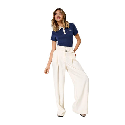 Only Cream Polyester Dress Pants