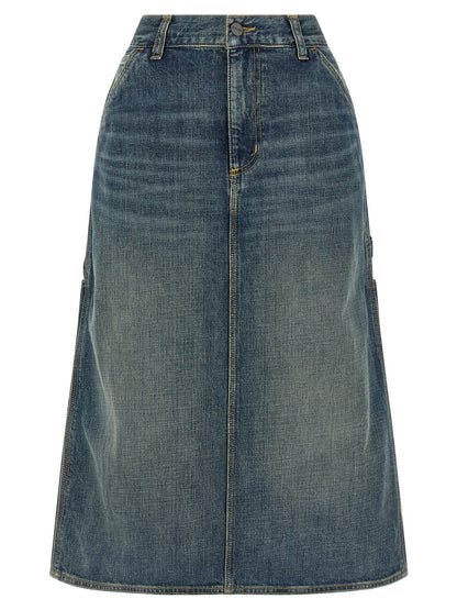 Carhartt Wip Blue Cotton Midi Skirt