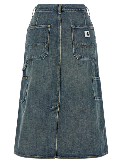 Carhartt Wip Blue Cotton Midi Skirt