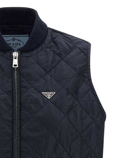 Prada Blue Recycled Polyamide Sleeveless Jacket