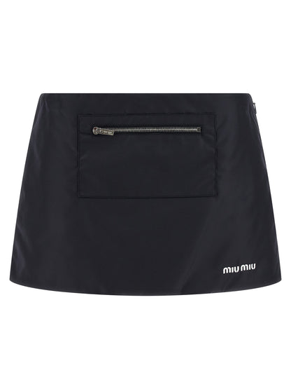 Miu Miu Blue Recycled Polyamide Long Skirt