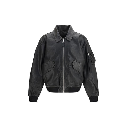 Bomber Jacket by ALPHA INDUSTRIES for men in lambskin leather black & signature presents a effortlessly chic silhouette, showcasing a sophisticated and premium pockets for a truly effortlessly chic finish.