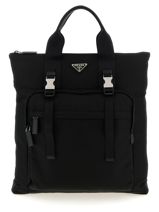 Rucksack Tote Bag by Prada for men in nylon black features an metropolitan chic Ribbon Nylon Rucksack Tote Bag design with a secure zipper, metropolitan chic , and versatile backpack-strap, adjustable-strap & handle for a metropolitan chic look.