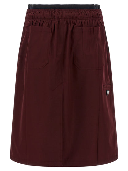 Prada Bordeaux Polyester Midi Skirt