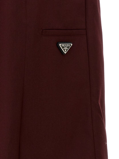 Prada Bordeaux Polyester Midi Skirt