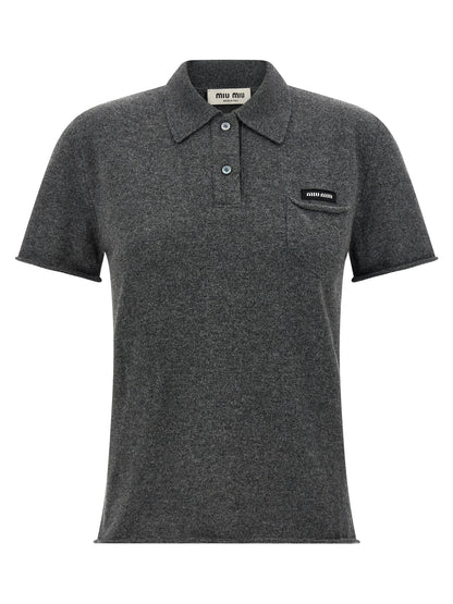 Miu Miu Gray Cashmere Polo Shirt
