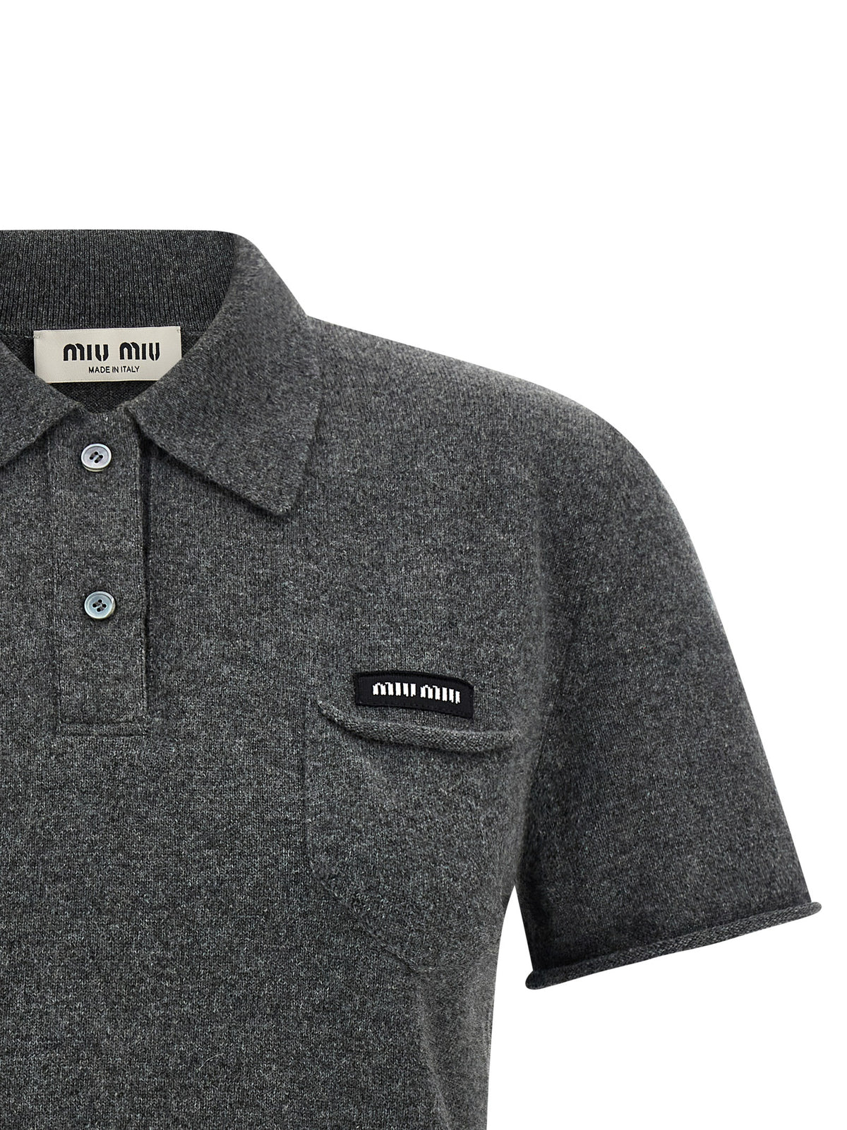 Miu Miu Gray Cashmere Polo Shirt