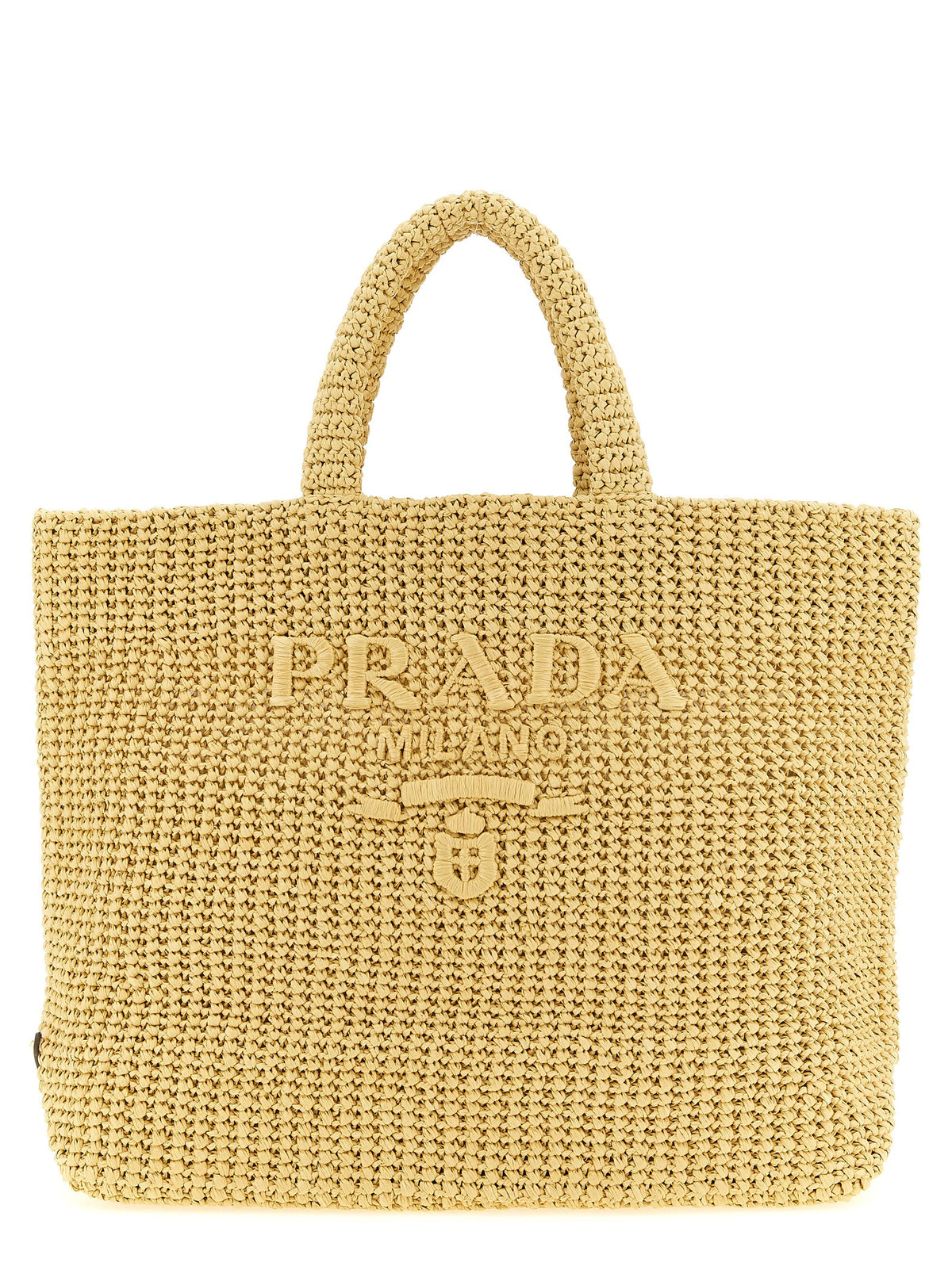 Prada Beige Raffia Tote Bag