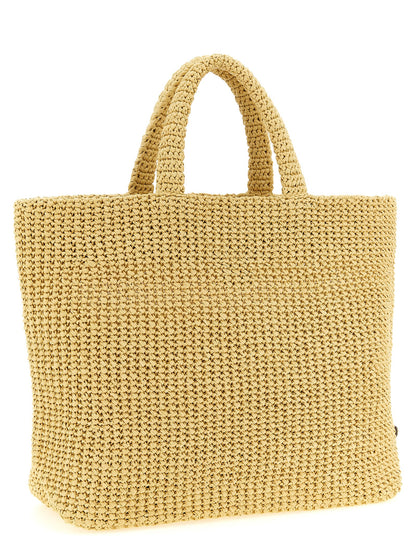Prada Beige Raffia Tote Bag