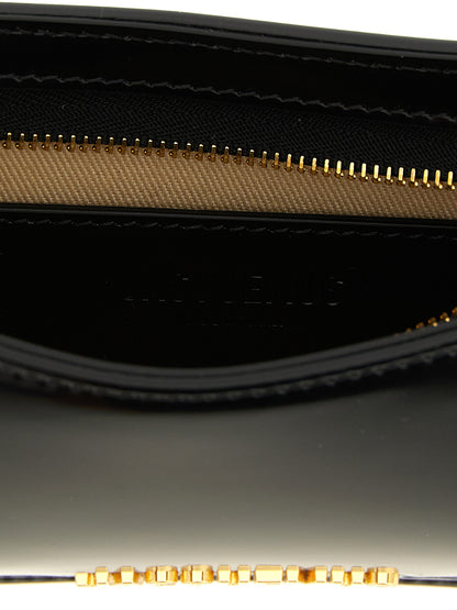 Jacquemus Bisou Le Petit Calfskin Leather & Cotton Shoulder Bag - Black Gold