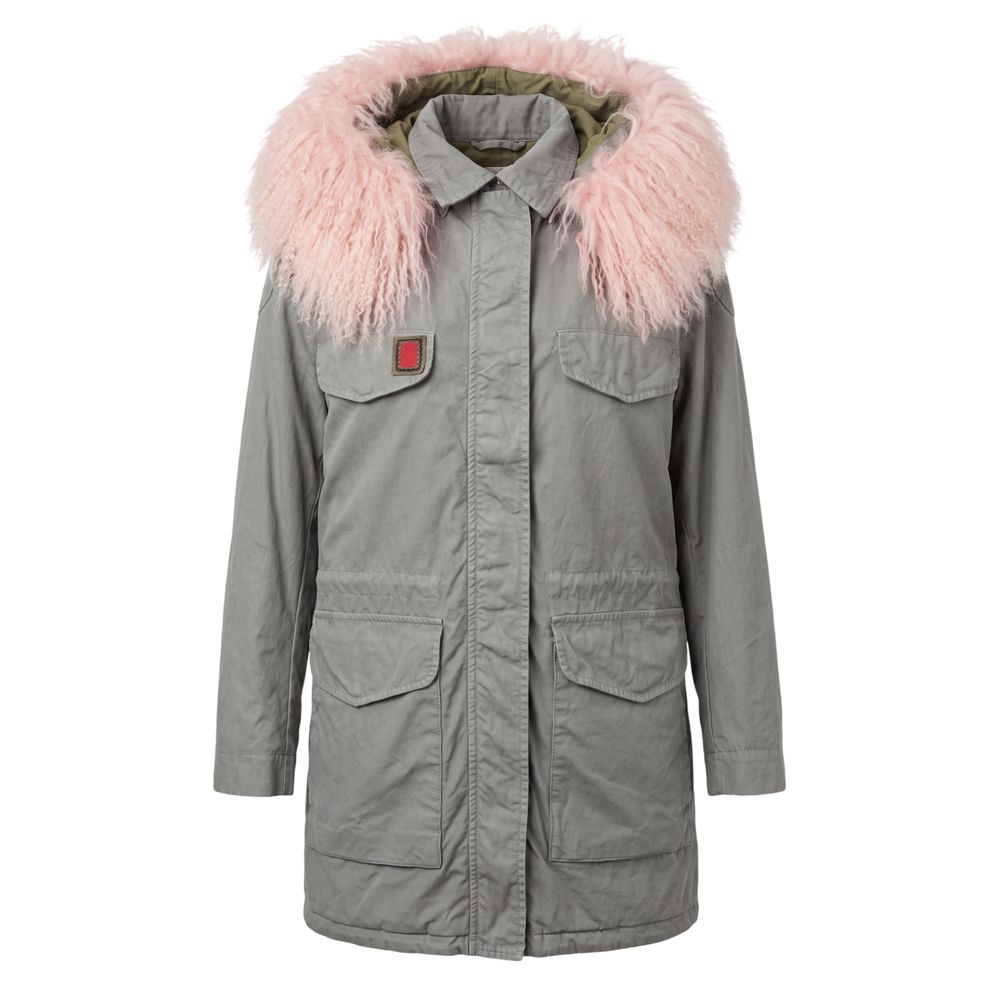 Hooded Parka by Mr&Mrs Italy for women in cotton fur polyester & leather multicolor & pink features a stylish silhouette, meticulously detailed with a sophisticated wrap hooded neckline and functional pockets & hooded for a stylish finish.