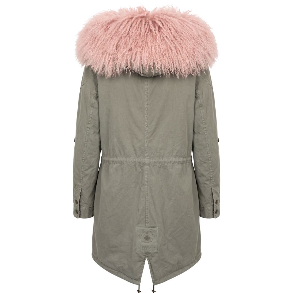 Hooded Parka by Mr&Mrs Italy for women in cotton fur polyester & leather multicolor & pink presents a decadent silhouette, showcasing the decadent wrap hooded neckline and functional pockets & hooded for a premium, weather-ready look.