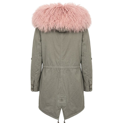 Hooded Parka by Mr&Mrs Italy for women in cotton fur polyester & leather multicolor & pink presents a decadent silhouette, showcasing the decadent wrap hooded neckline and functional pockets & hooded for a premium, weather-ready look.