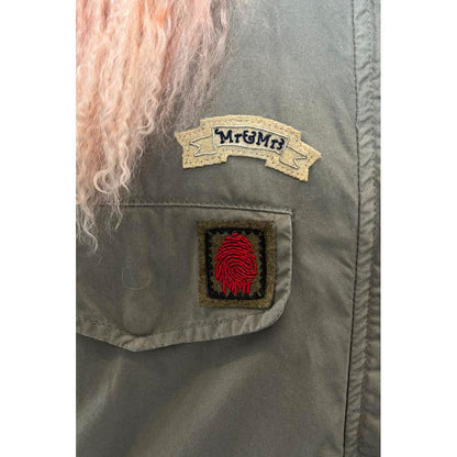 Hooded Parka by Mr&Mrs Italy for women in cotton fur polyester & leather multicolor & pink, presenting a cosy silhouette with distinctive pockets & hooded and a refined wrap hooded neckline.