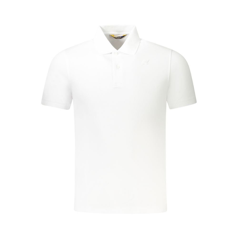 Polo Shirt by K-WAY for men in stretch cotton white showcases a sharp silhouette, detailed with a refined and sharp short-sleeve for a sophisticated finish.