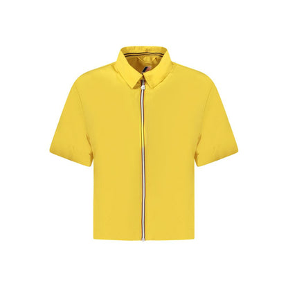 Shirt by K-WAY for women in polyamide blue & yellow features an architectural silhouette with a refined and elegant for a architectural look.