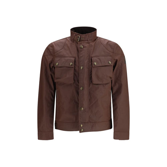 Overcoat by Belstaff for men in brass cotton & corduroy brown presents a luxurious silhouette, showcasing a luxurious and sophisticated windproof & pockets for a premium, luxurious look.