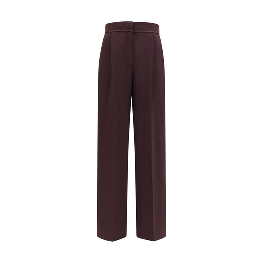 Casual Pants by Forte_Forte for women in polyester viscose wool purple features a polished silhouette with a polished relaxed-fit, regular-fit & wide, reaching a polished long and finished with a polished high rise.