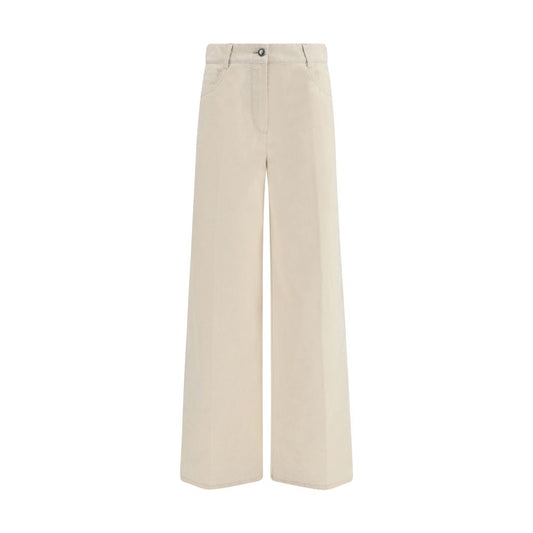 Jeans by Forte_Forte for women in denim cotton white features a polished silhouette with a polished regular-fit & wide, reaching a polished long and finished with a polished .