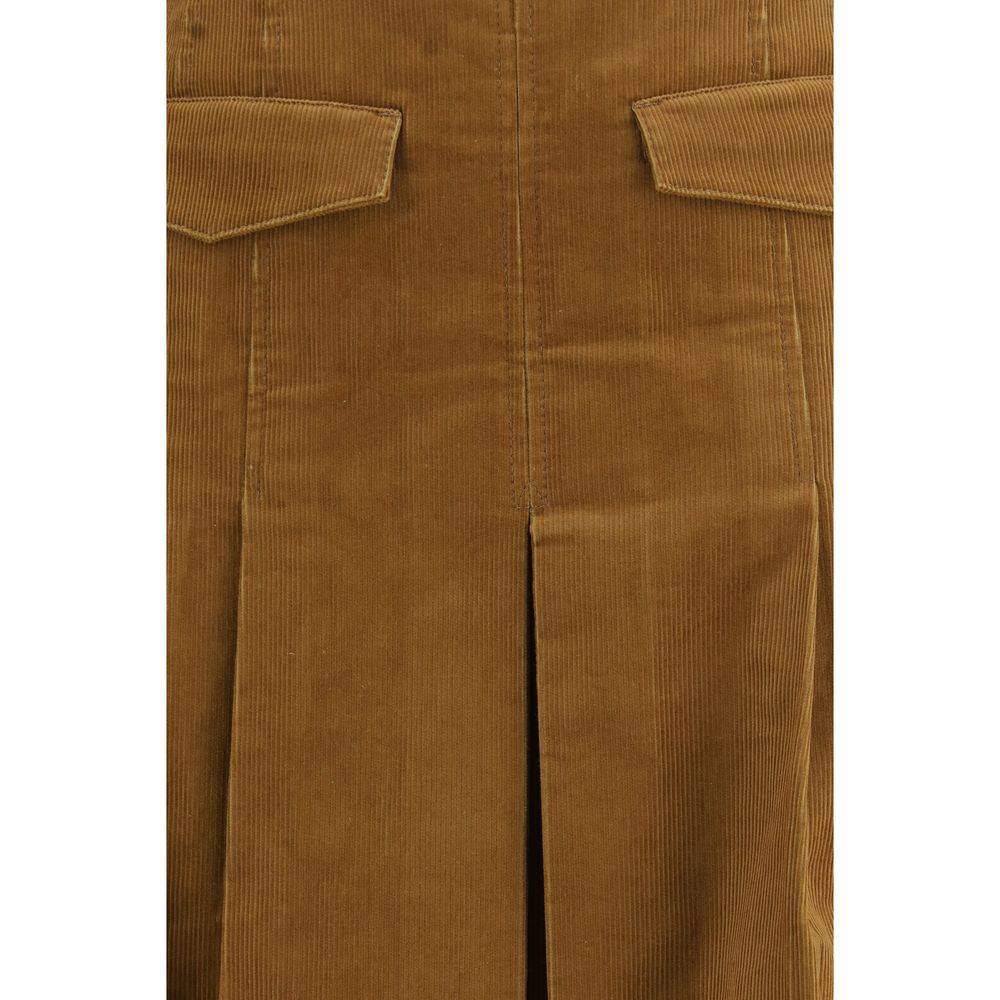 Skirt by Tory Burch for women in cotton corduroy brown features a captivating silhouette, showcasing the captivating Women's Pleated A Line Cotton Corduroy Long Skirt design with a sophisticated long for a captivating look.
