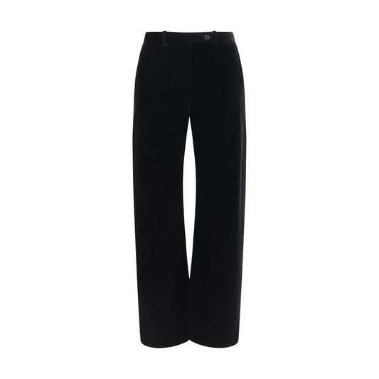 Casual Pants by Khaite for women in satin velvet & viscose black features an refined tailoring silhouette, showcasing a premium regular-fit with a and long cut for a refined tailoring look.