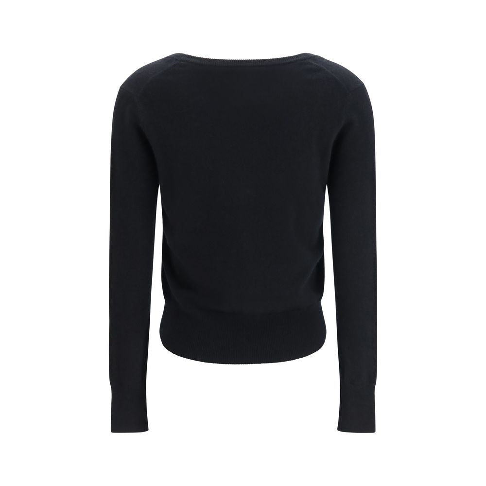 Extreme Cashmere Women's Regular Fit Slim Crew Neck &Scoop Cashmere Cardigan - Black