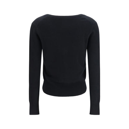 Extreme Cashmere Women's Regular Fit Slim Crew Neck &Scoop Cashmere Cardigan - Black