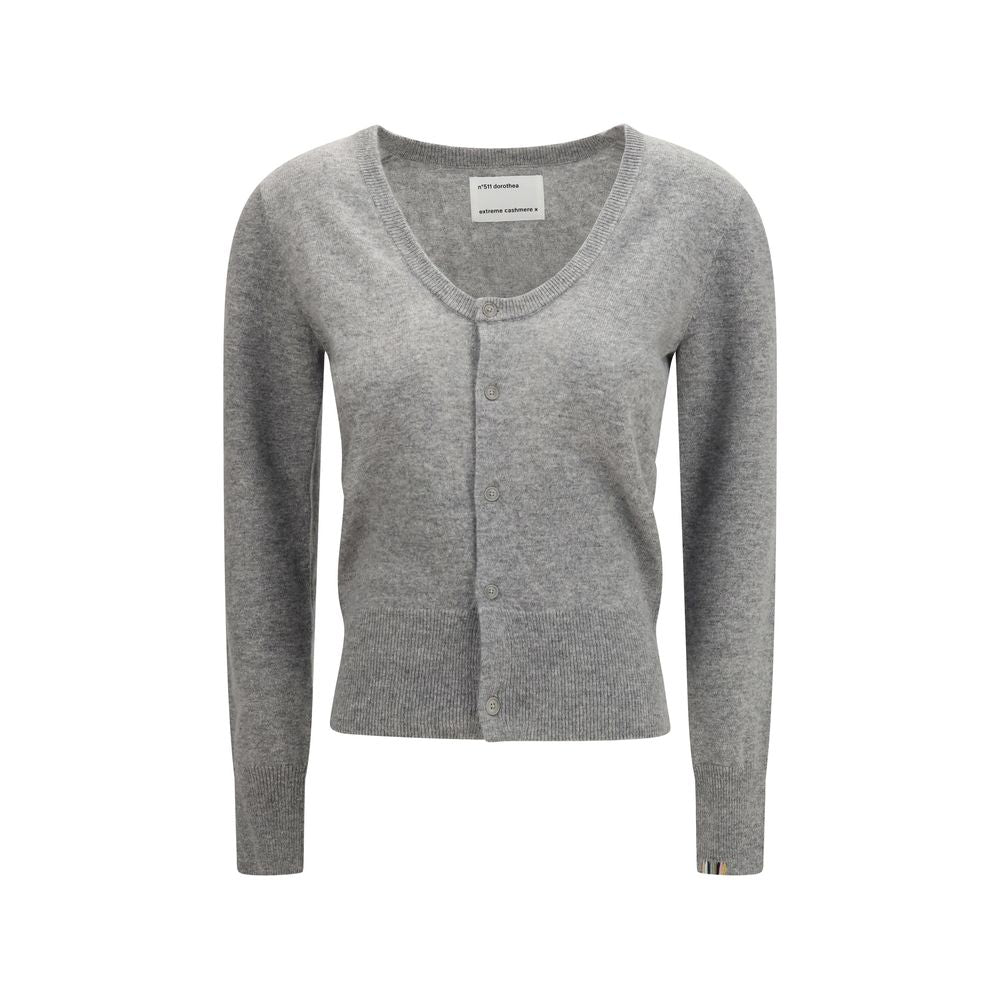 Extreme Cashmere Women's Regular Fit Slim Crew Neck &Scoop Cashmere Cardigan - Gray