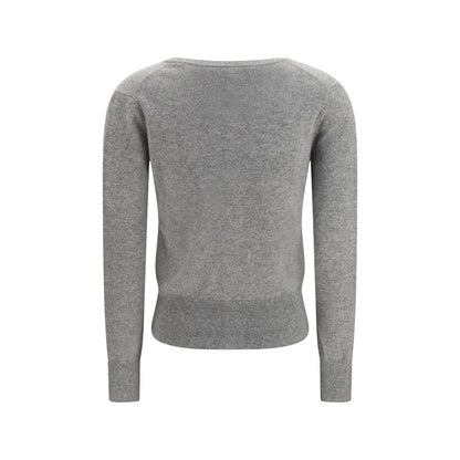 Extreme Cashmere Women's Regular Fit Slim Crew Neck &Scoop Cashmere Cardigan - Gray