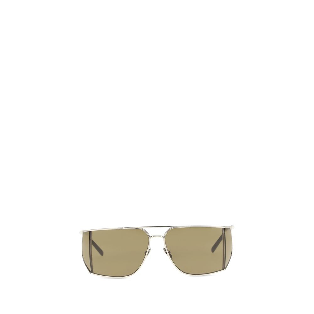 Sunglasses by Saint Laurent for women in cotton gray, silver & signature showcases a ethereal silhouette, featuring silver coloured frame with for a ethereal finish.