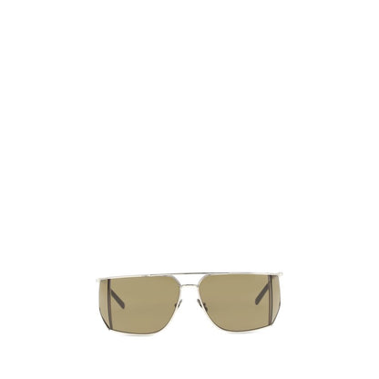 Sunglasses by Saint Laurent for women in cotton gray, silver & signature showcases a ethereal silhouette, featuring silver coloured frame with for a ethereal finish.