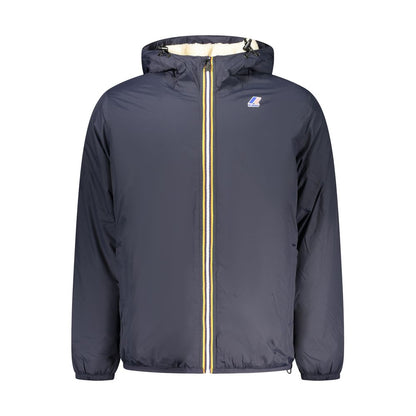 Hooded Windbreaker Jacket by K-WAY for men in polyamide blue showcases a urban chic silhouette, detailed with a urban chic hooded neckline and functional breathable-design, water-resistant, windproof, pockets & hooded for a polished finish.