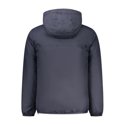 Hooded Windbreaker Jacket by K-WAY for men in polyamide blue features an enduring silhouette, showcasing technical breathable-design, water-resistant, windproof, pockets & hooded and a sophisticated for a truly enduring aesthetic.
