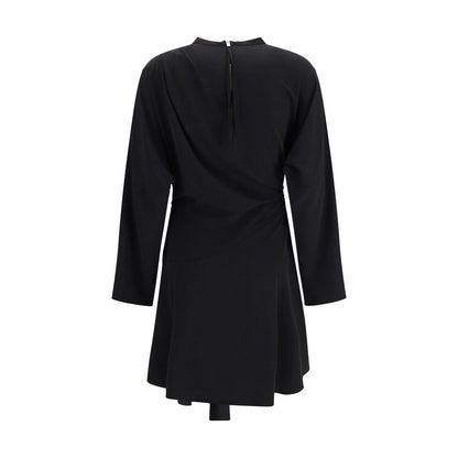 Dress by Ganni for women in polyester crepe & elastane black features an eye catching silhouette with a sophisticated round neckline, elegant , and a refined short mini for a eye catching aesthetic.