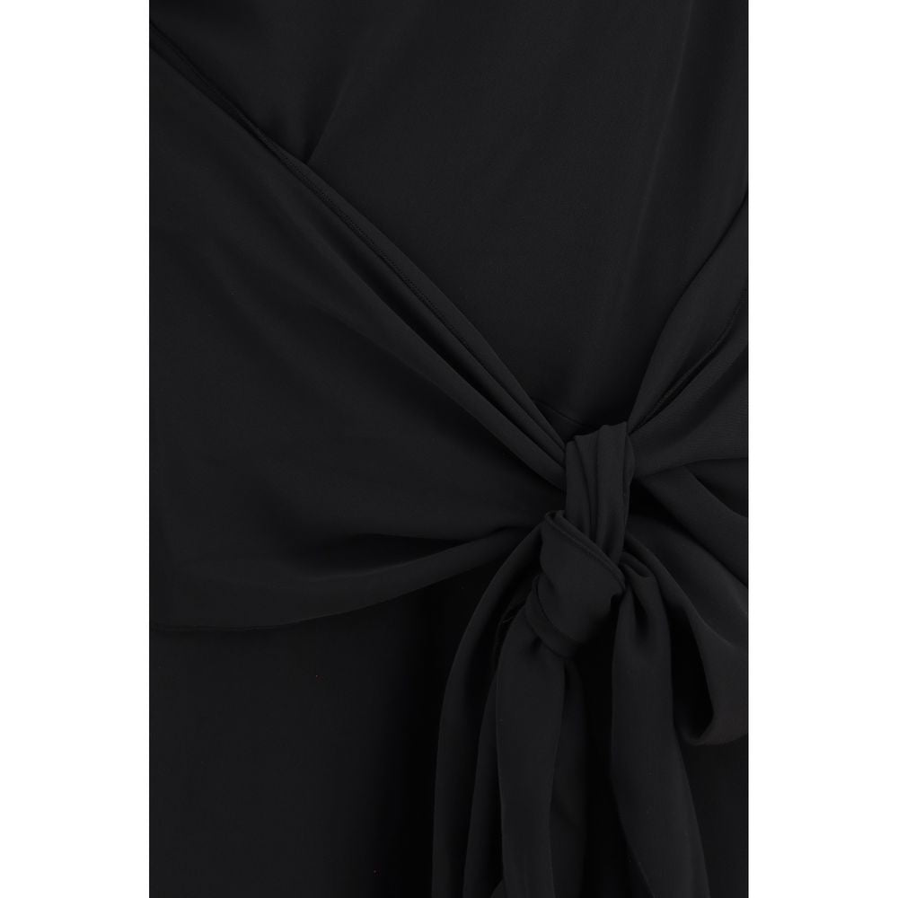 Dress by Ganni for women in polyester crepe & elastane black features an sultry silhouette defined by a and , falling to an sultry short mini for a sultry look.