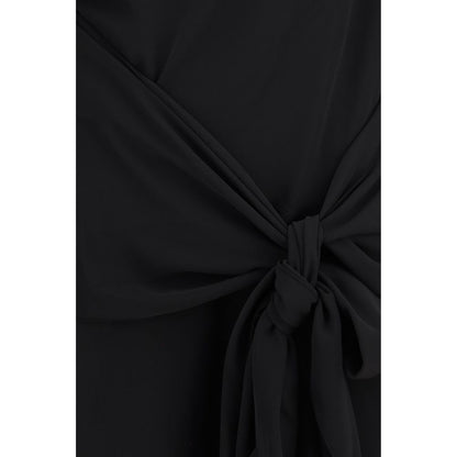Dress by Ganni for women in polyester crepe & elastane black features an sultry silhouette defined by a and , falling to an sultry short mini for a sultry look.