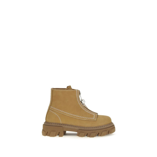 Lace-Up Boots by Ganni for women in leather polyamide polyurethane & rubber beige features an avant-garde Women's Leather Polyamide Polyurethane & Rubber Lace-Up Boots silhouette, defined by a sophisticated and a avant-garde .