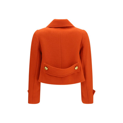 Blazer by P.A.R.O.S.H. for women in virgin wool orange showcases a discerning silhouette, elegantly detailed with a sophisticated single-breasted neckline and premium for a truly discerning finish.