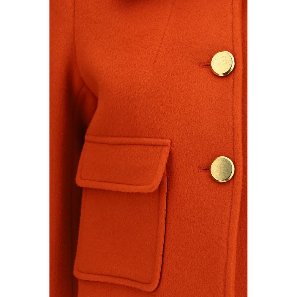 Blazer by P.A.R.O.S.H. for women in virgin wool orange features an crisp silhouette with sophisticated and a crisp for a truly crisp finish.