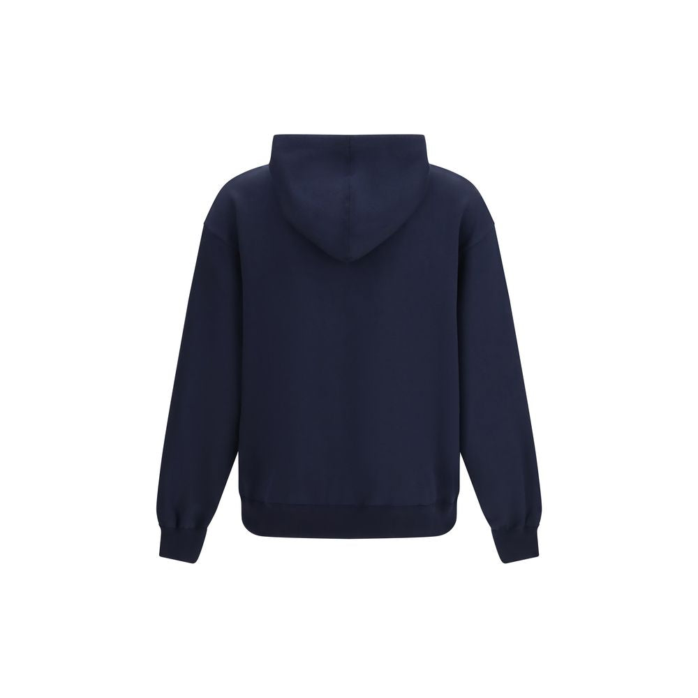 Sweatshirt Hoodie by Umit Benan for men in cashmere cotton & silk blue showcases a city-ready silhouette, artfully detailed with a signature hooded neckline and for a city-ready finish.