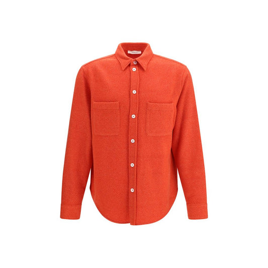 Shirt by Umit Benan for men in cashmere red showcases a sublime silhouette, artfully detailed with a sublime and long-sleeve for a sophisticated, sublime finish.