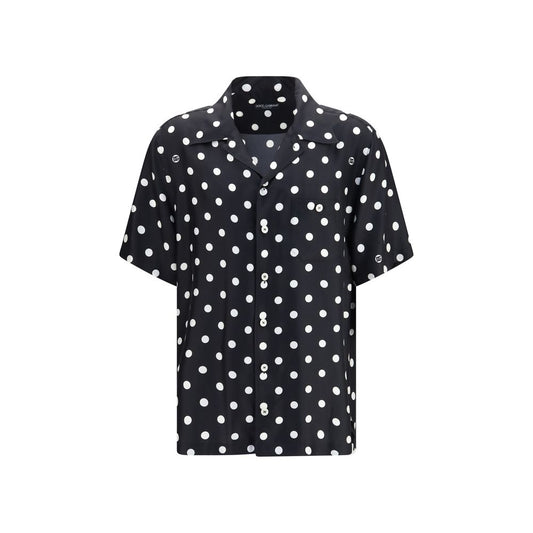 Shirt by Dolce & Gabbana for men in silk twill black, patterned & print showcases a sublime silhouette, artfully detailed with a sublime and short-sleeve for a sophisticated, sublime finish.