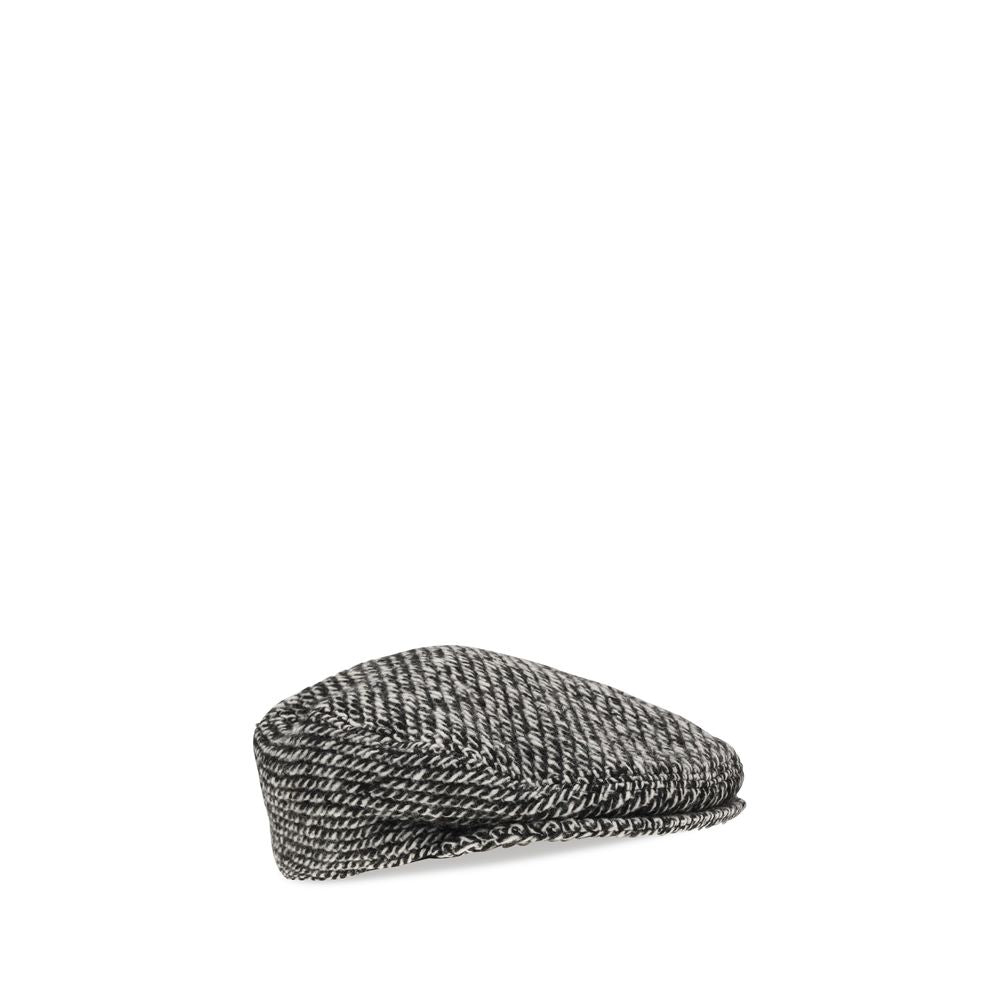 Flat Cap by Dolce & Gabbana for men in polyamide polyester silk & alpaca wool and multicolor & patterned showcases a stylish silhouette, artfully capturing the essence of the stylish Polyamide Polyester Silk & Alpaca Wool Flat Cap design for a sophisticated look.