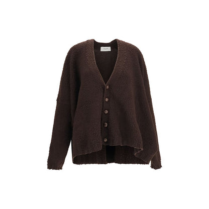 Cardigan by Golden Goose for women in wool & leather brown, silver & signature showcases a luxurious silhouette, meticulously detailed with a sophisticated and for a refined finish.