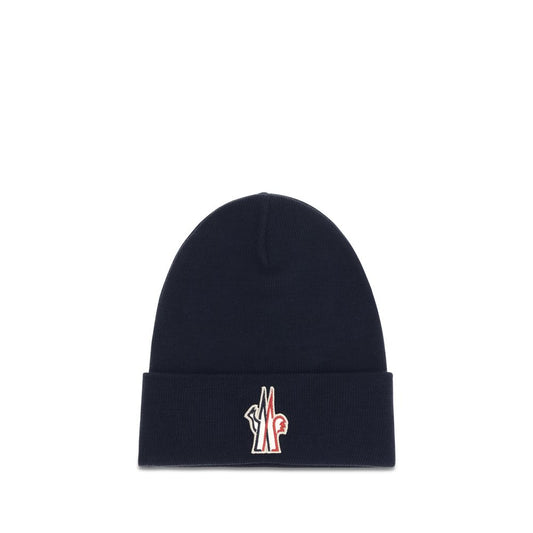 Moncler Grenoble Virgin Wool Beanie Hat - Blue Signature