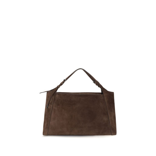 Brunello Cucinelli Leather Metal & Suede Compact Shoulder Handbag - Brown