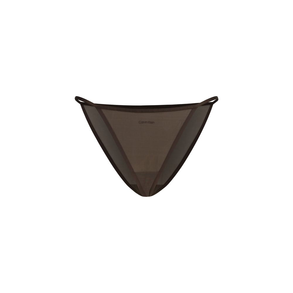 Thongs by Calvin Klein for women in stretch cotton & nylon brown & print features a sultry silhouette from the Women's Low Rise Stretch Cotton & Nylon Thongs collection, showcasing a sultry design that emphasizes a sultry fit.