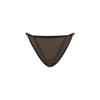 Thongs by Calvin Klein for women in stretch cotton & nylon brown & print features a sultry silhouette from the Women's Low Rise Stretch Cotton & Nylon Thongs collection, showcasing a sultry design that emphasizes a sultry fit.