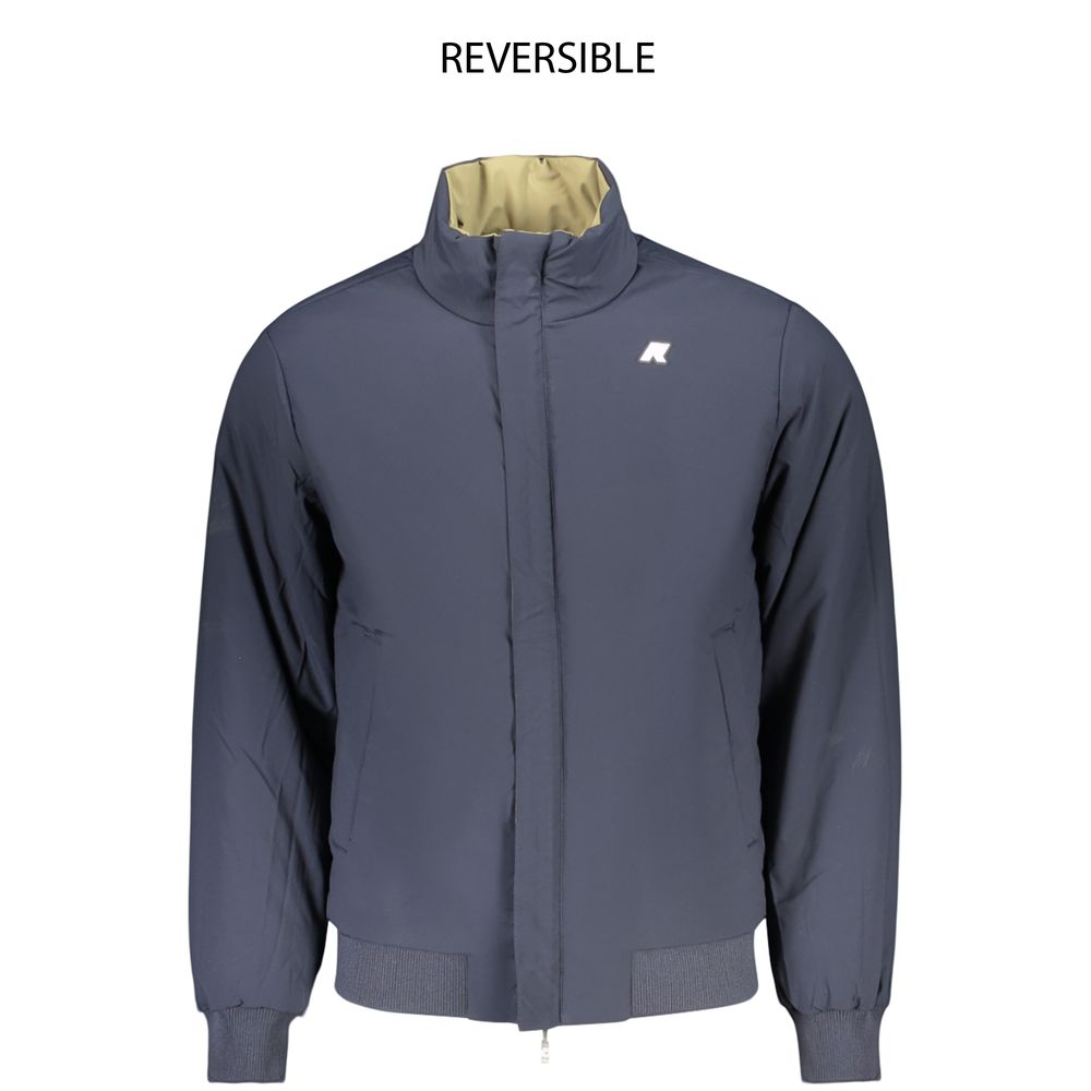 Overcoat by K-WAY for men in stretch polyamide blue & green showcases a enveloping silhouette, detailed with distinctive pockets and a enveloping .