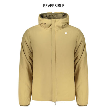 Windbreaker Jacket by K-WAY for men in stretch nylon beige, green & signature features an magnificent silhouette, showcasing the sophisticated and functional pockets & windproof for a premium, magnificent look.